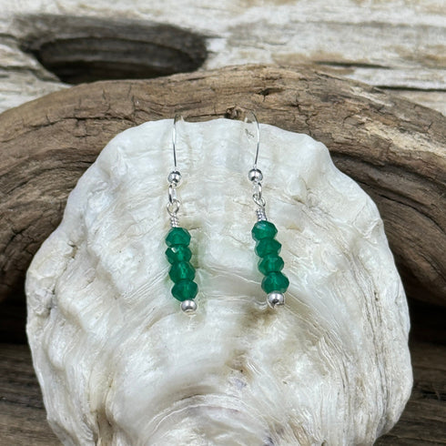 Faceted Green Onyx Drop Earrings Earrings